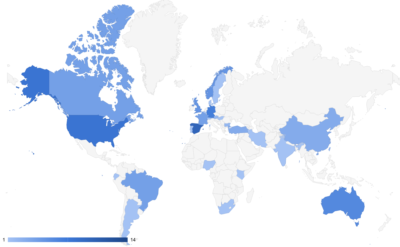 heatmap with world map showing registrations