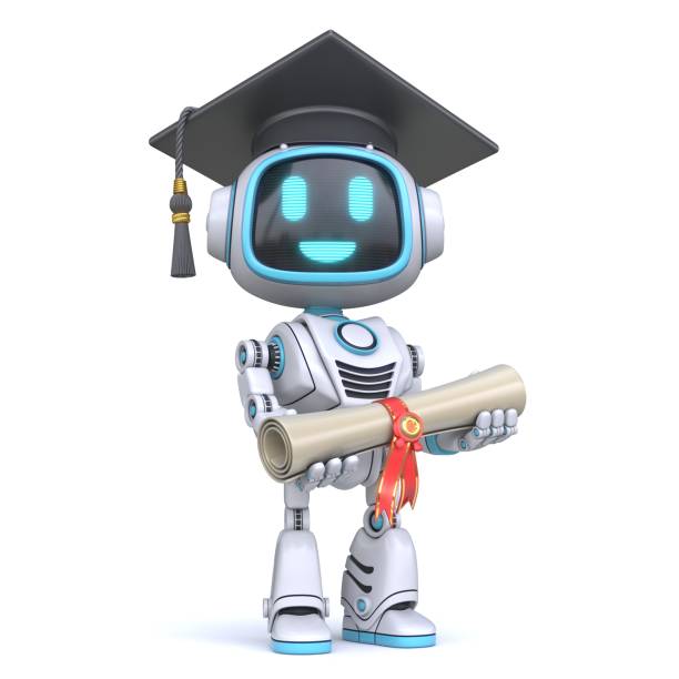 cartoon of a robot with a diploma